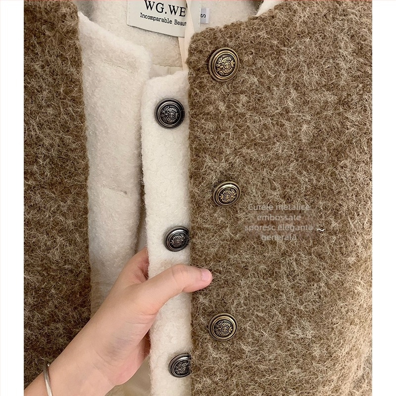 Cardigan top, tricot din lână, stil coreean, croială lejeră, material îngroșat