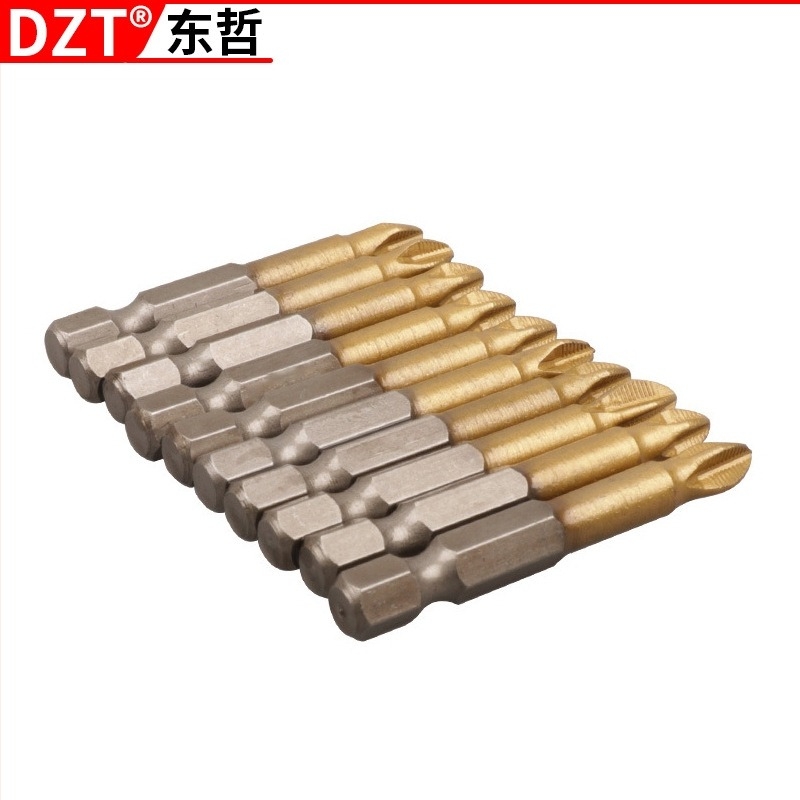 DZT bit S2 placat cu titan magnetic cruciform pentru șurubelnițe electrice și pneumatice, ax de 1 mm, 51 g