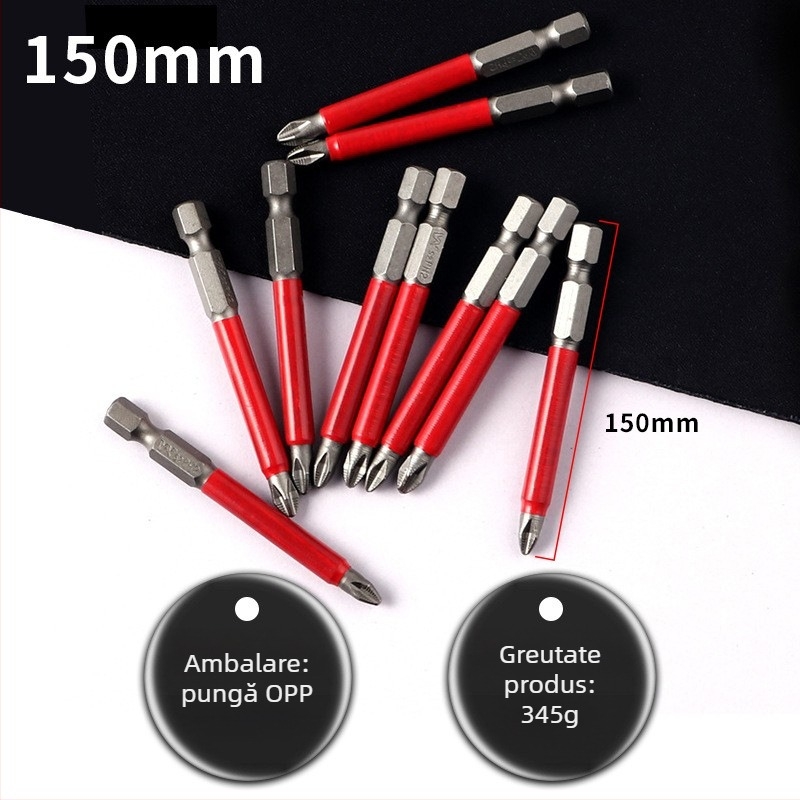 DZT bit S2 placat cu titan magnetic cruciform pentru șurubelnițe electrice și pneumatice, ax de 1 mm, 51 g