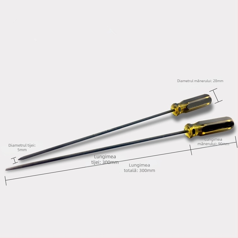 Șurubelniță pentru mașini de cusut, magnetizată, oțel crom-vanadiu CR-V, mâner PVC, cap plat și cruce