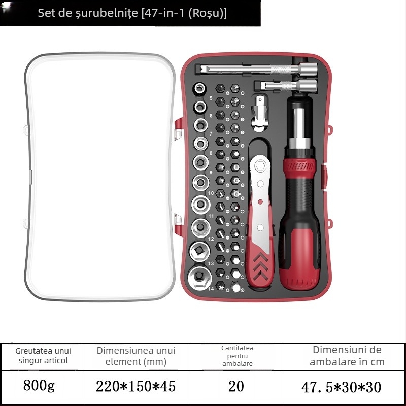 Set de șurubelnițe 77 în 1, cu capete telescopice și mecanism fix, magnetice și izolate, din oțel crom-vanadiu