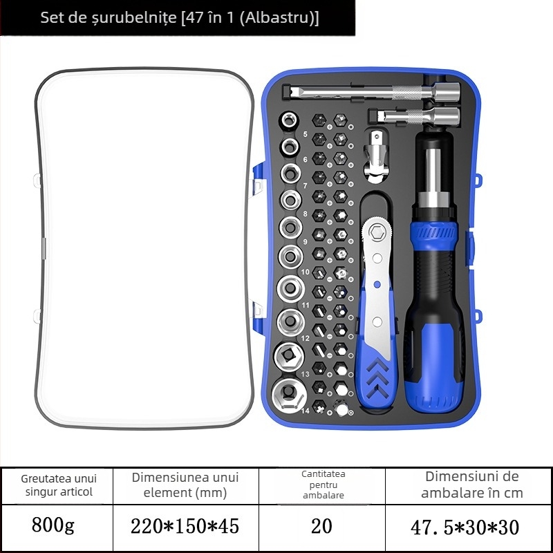 Set de șurubelnițe 77 în 1, cu capete telescopice și mecanism fix, magnetice și izolate, din oțel crom-vanadiu