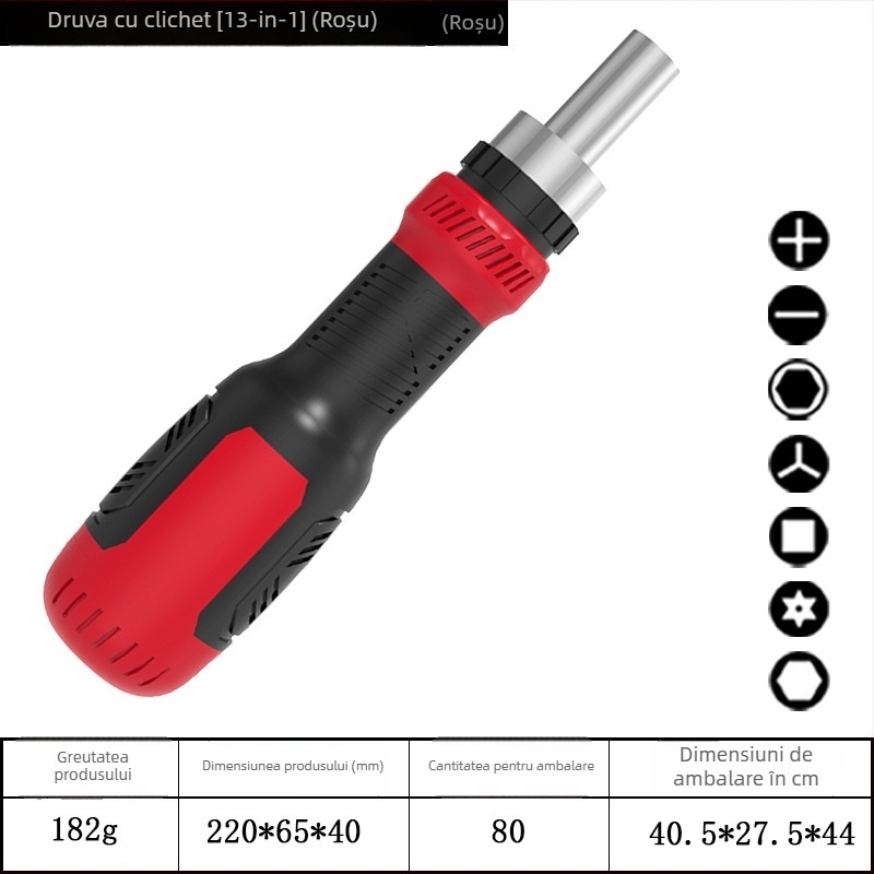 Set de șurubelnițe 77 în 1, cu capete telescopice și mecanism fix, magnetice și izolate, din oțel crom-vanadiu