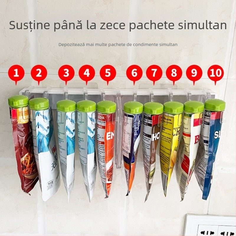 Raft de bucătărie montat pe perete pentru condimente, multifuncțional și mobil, din plastic, design trapezoidal