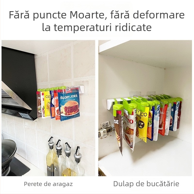 Raft de bucătărie montat pe perete pentru condimente, multifuncțional și mobil, din plastic, design trapezoidal