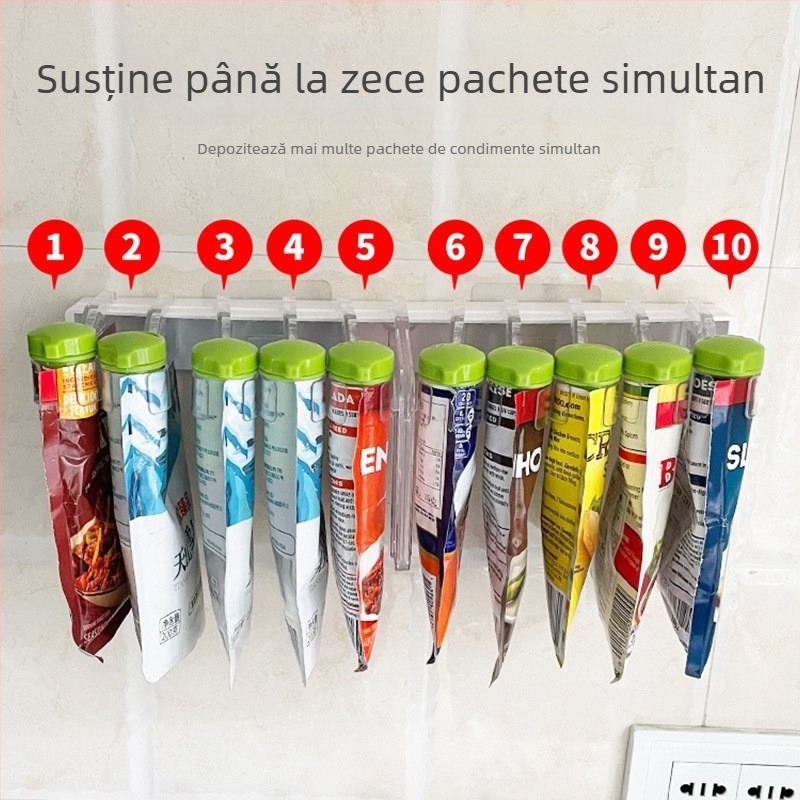 Raft de bucătărie montat pe perete pentru condimente, multifuncțional și mobil, din plastic, design trapezoidal