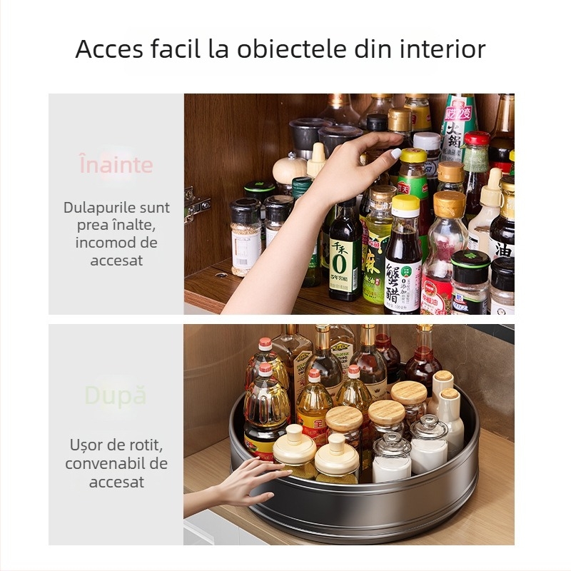 Raft rotativ pentru condimente de bucătărie — cutie de condimente multifuncțională și raft de depozitare