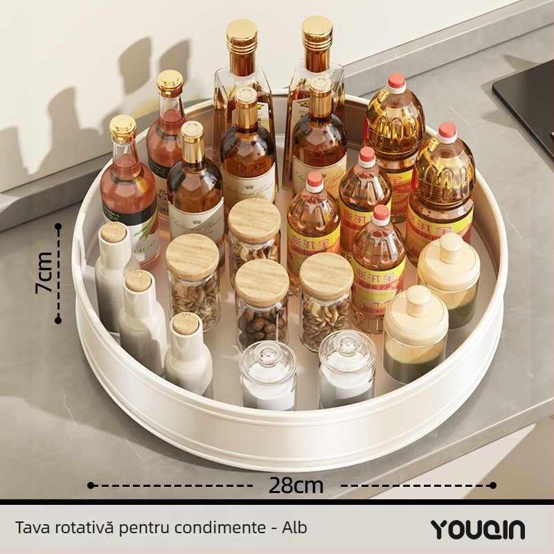 Raft rotativ pentru condimente de bucătărie — cutie de condimente multifuncțională și raft de depozitare