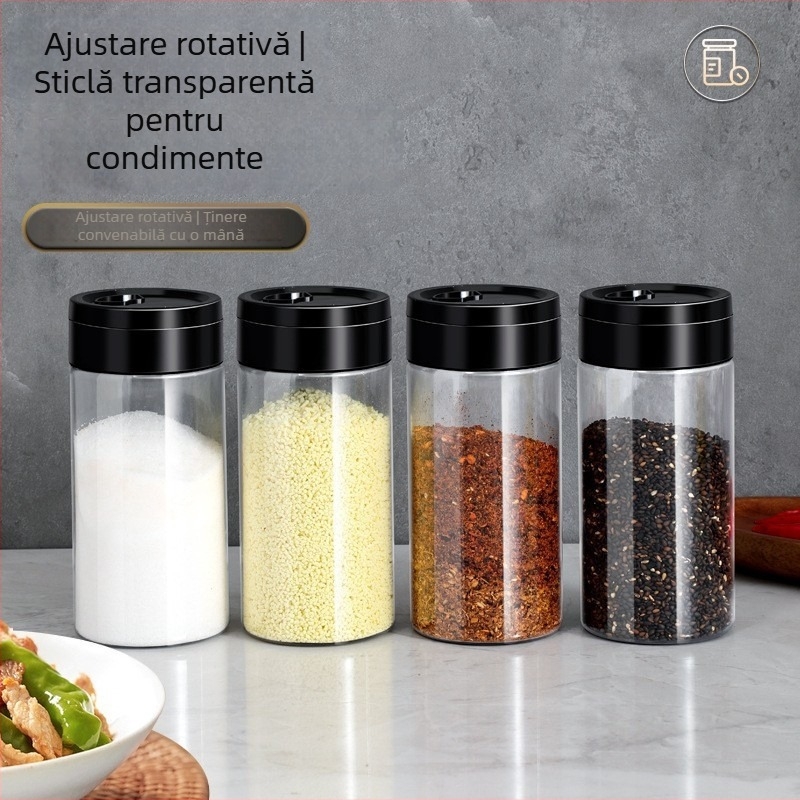 Sticluță de condimente din plastic — pentru condimente solide, design modern minimalist, lansat în 2024