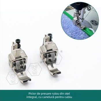 Shuyu Sewing — Picior de presiune pentru mașina de cusut, din oțel solid, cu role pentru încorporarea sforii și canelură