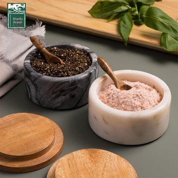 Recipient din marmură pentru condimente, cu capac, stil Nordic, etanș la umezeală, potrivit pentru condimente solide