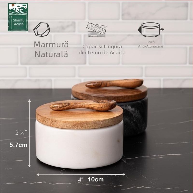 Recipient din marmură pentru condimente, cu capac, stil Nordic, etanș la umezeală, potrivit pentru condimente solide