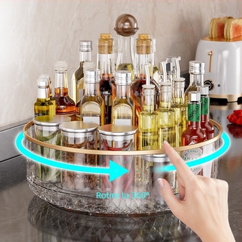 Suport rotativ pentru condimente, din plastic, stil nordic, multifuncțional, fără montaj