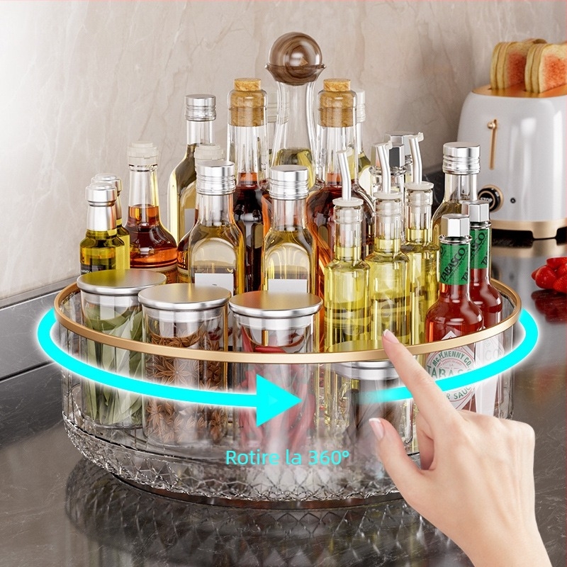 Suport rotativ pentru condimente, din plastic, stil nordic, multifuncțional, fără montaj
