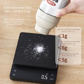 Lei Wei recipient de sare din sticlă cu dozare, capac etanș, stil modern minimalist