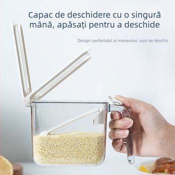 Shizhou borcan etanș la umiditate pentru condimente cu mâner | recipient plastic pentru bucătărie pentru condimente solide | stil modern minimalist