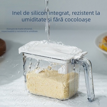 Shizhou borcan etanș la umiditate pentru condimente cu mâner | recipient plastic pentru bucătărie pentru condimente solide | stil modern minimalist