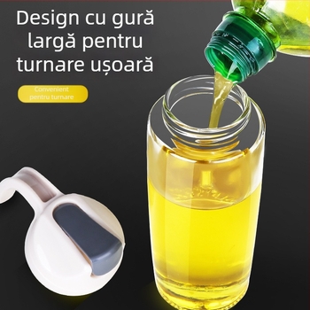 Recipient din sticlă pentru ulei, cu etanșare, deschidere și închidere automate, capac, recipient pentru condimente pentru ulei și oțet