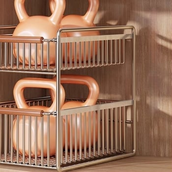 Raft de depozitare pentru chiuveta bucătărie, cu două niveluri, glisant, multifuncțional, din oțel inoxidabil și lemn, design modern minimalist