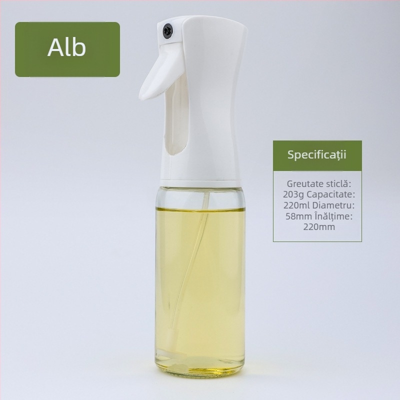 Sticlă pentru ulei din sticlă, pulverizator prin apăsare, recipient tip spray de ulei, stil modern minimalist, personalizare logo disponibil.
