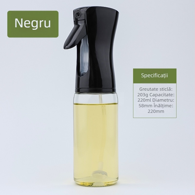 Sticlă pentru ulei din sticlă, pulverizator prin apăsare, recipient tip spray de ulei, stil modern minimalist, personalizare logo disponibil.