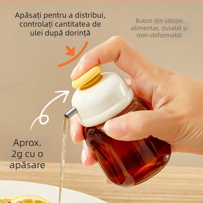 Sticlă din sticlă pentru ulei de susan, dozare prin apăsare, recipient pentru condimente de bucătărie