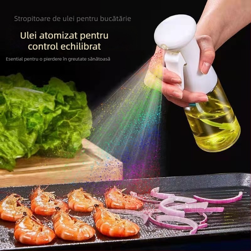 Sticluță de spray pentru ulei din plastic, cu pulverizare prin atomizare, pentru ulei de măsline și uleiuri alimentare, lansare în 2025