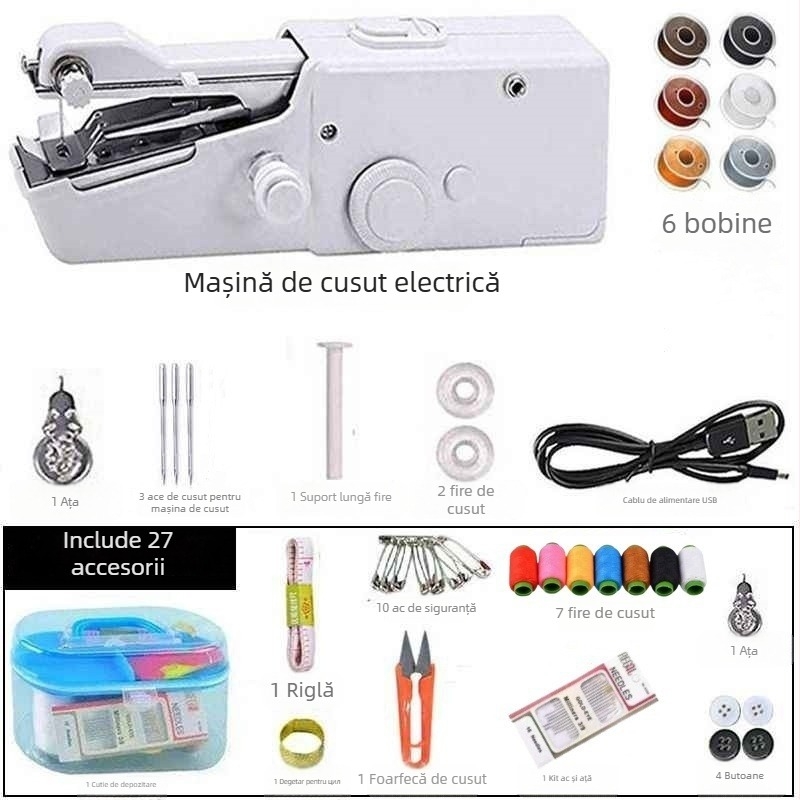 Set mașină de cusut electric portabil pentru haine