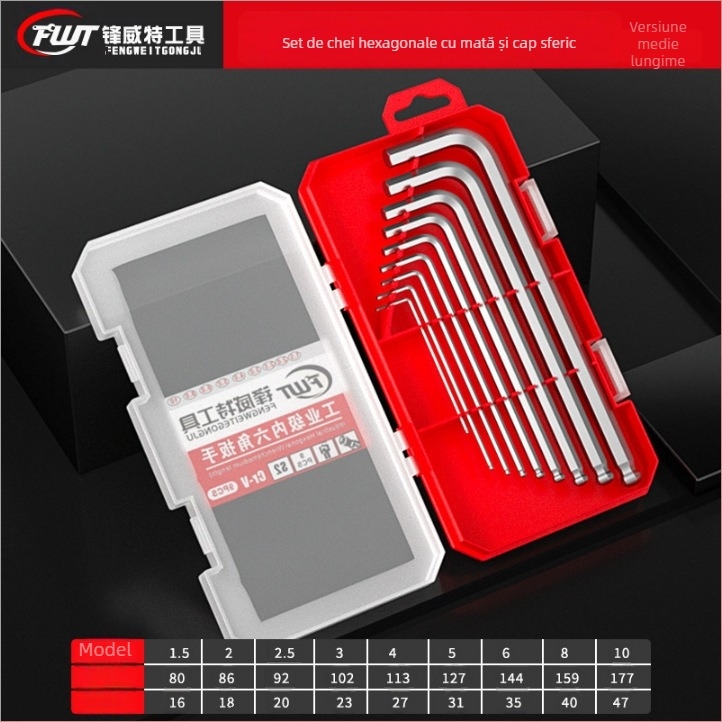 Set chei hexagonale interne, oțel crom-vanadiu Cr_V