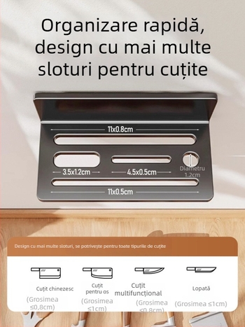 Raft pentru cuțite de bucătărie din oțel carbon, fără montaj, depozitare pe blat, stil etnic