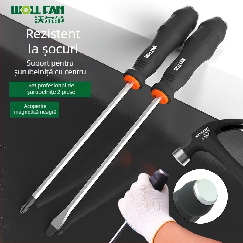 Set șurubelnițe Phillips și șurubelnițe cu cap plat – Calitate industrială, magnetic, izolat, oțel Cr-V crom-vanadiu, mâner cu acoperire adezivă