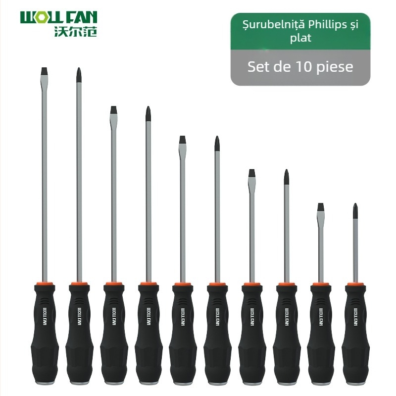Set șurubelnițe Phillips și șurubelnițe cu cap plat – Calitate industrială, magnetic, izolat, oțel Cr-V crom-vanadiu, mâner cu acoperire adezivă