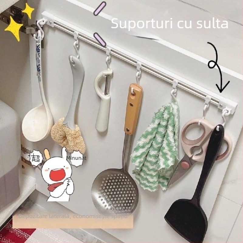 Raft de stocare a pungilor de condimente, clips de sigilare, montaj pe perete, fără găuri, din plastic