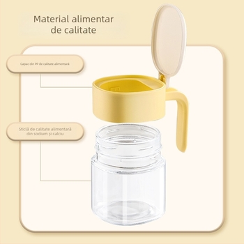 Recipient pătrat din sticlă pentru condimente, cu capac – depozitare sigilată pentru condimente solide, rezistență la umezeală