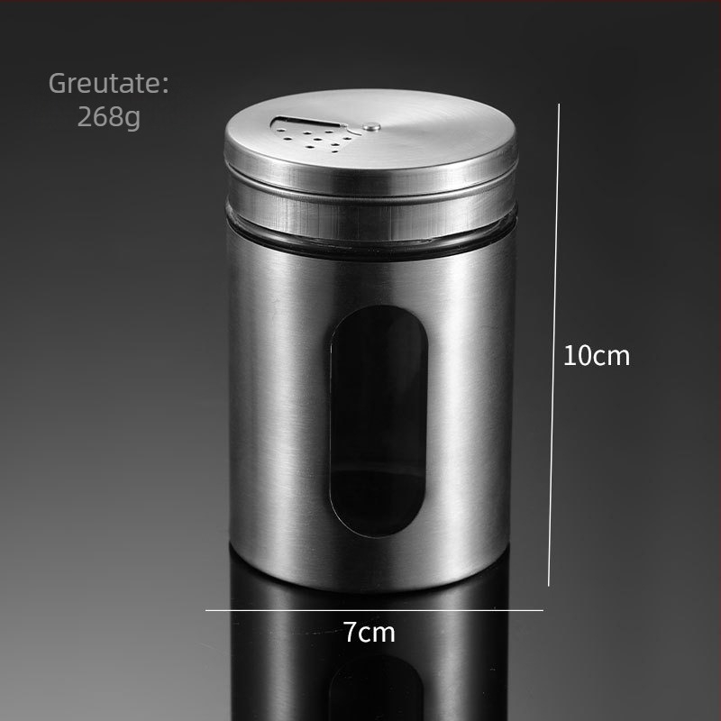 Borcan de condimente din sticlă cu suport pentru scobitori – recipient multifuncțional pentru condimente solide, pentru unelte de grătar