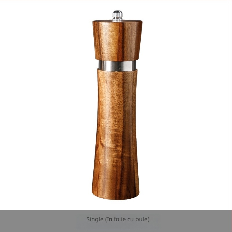 Set de râșnițe pentru piper din lemn de acacia, cu nucleu ceramic, funcționare manuală
