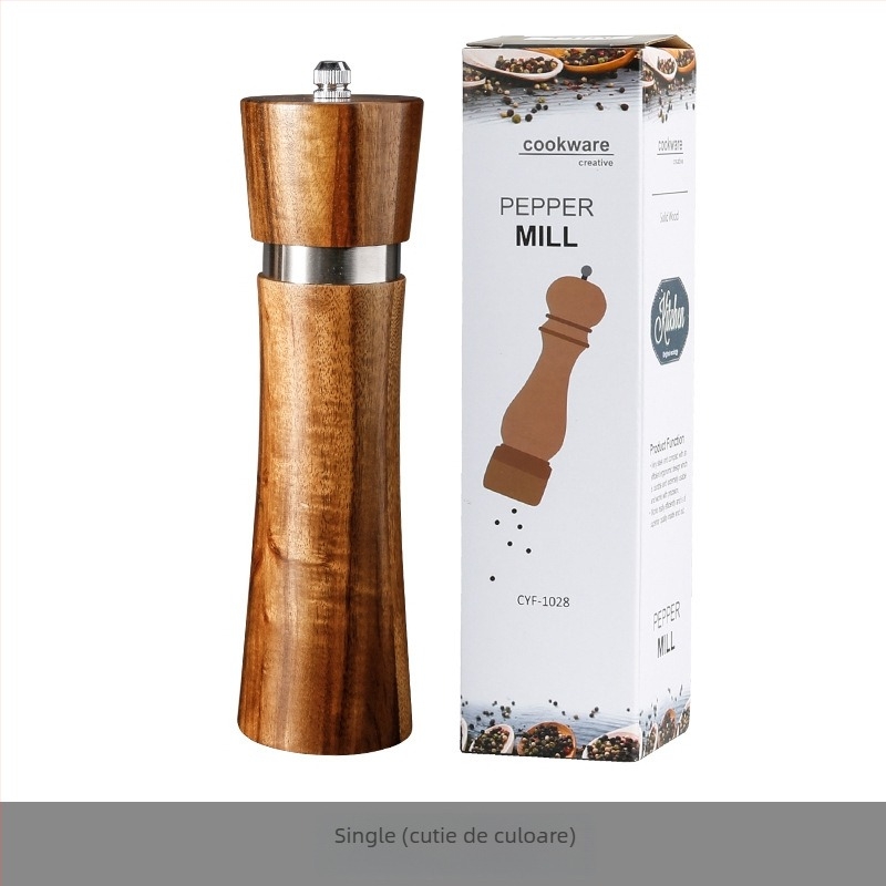 Set de râșnițe pentru piper din lemn de acacia, cu nucleu ceramic, funcționare manuală
