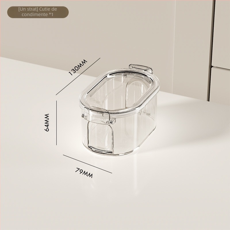 Cutie plastică de depozitare a condimentelor, multistrat, dispenser pentru condimente solide, pentru bucătăria de acasă, stil luxos discret