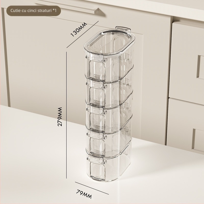 Cutie plastică de depozitare a condimentelor, multistrat, dispenser pentru condimente solide, pentru bucătăria de acasă, stil luxos discret