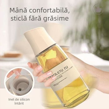 Sticlă de ulei gravitațională, cu deschidere și închidere automate, din sticlă, pentru ulei și oțet, stil modern minimalist