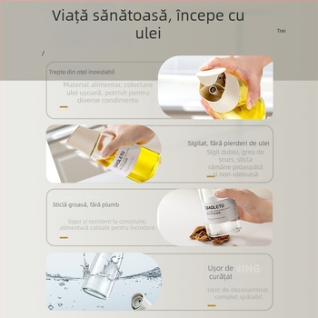 Sticlă de ulei gravitațională, cu deschidere și închidere automate, din sticlă, pentru ulei și oțet, stil modern minimalist