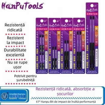 Bit de șurub cu cap încrucișat Nb-S2, unghi 61°, rezistent la impact, magnetic