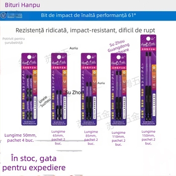 Bit de șurub cu cap încrucișat Nb-S2, unghi 61°, rezistent la impact, magnetic