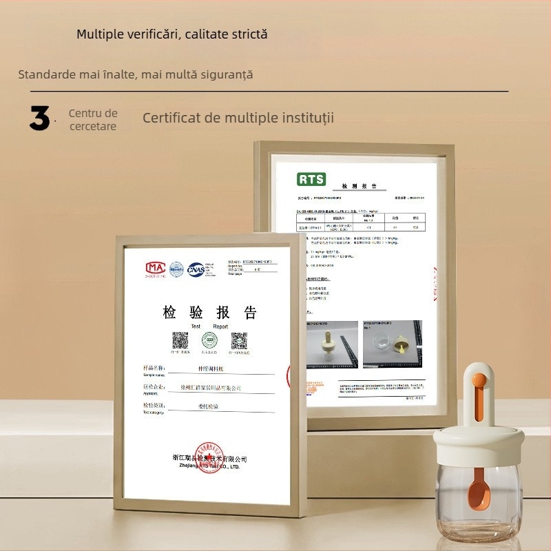 Lingură telescopică pentru condimente cu capac, cutie integrată pentru condimente — sticlă, stil japonez, imprimare logo disponibilă, personalizabil