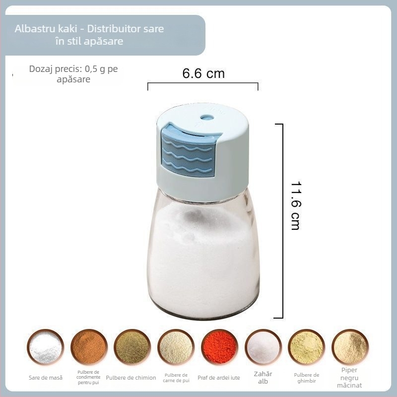 Lingură telescopică pentru condimente cu capac, cutie integrată pentru condimente — sticlă, stil japonez, imprimare logo disponibilă, personalizabil