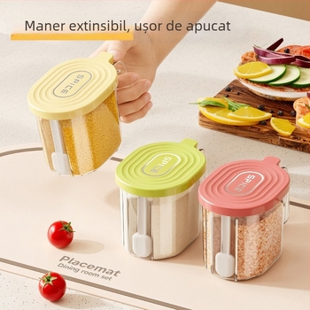 Cutie de condimente pentru uz casnic, sigilată și rezistentă la umiditate, recipient din plastic PET pentru condimente solide, capacitate 6 kg, stil modern minimalist