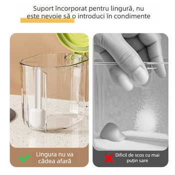 Cutie de condimente pentru uz casnic, sigilată și rezistentă la umiditate, recipient din plastic PET pentru condimente solide, capacitate 6 kg, stil modern minimalist