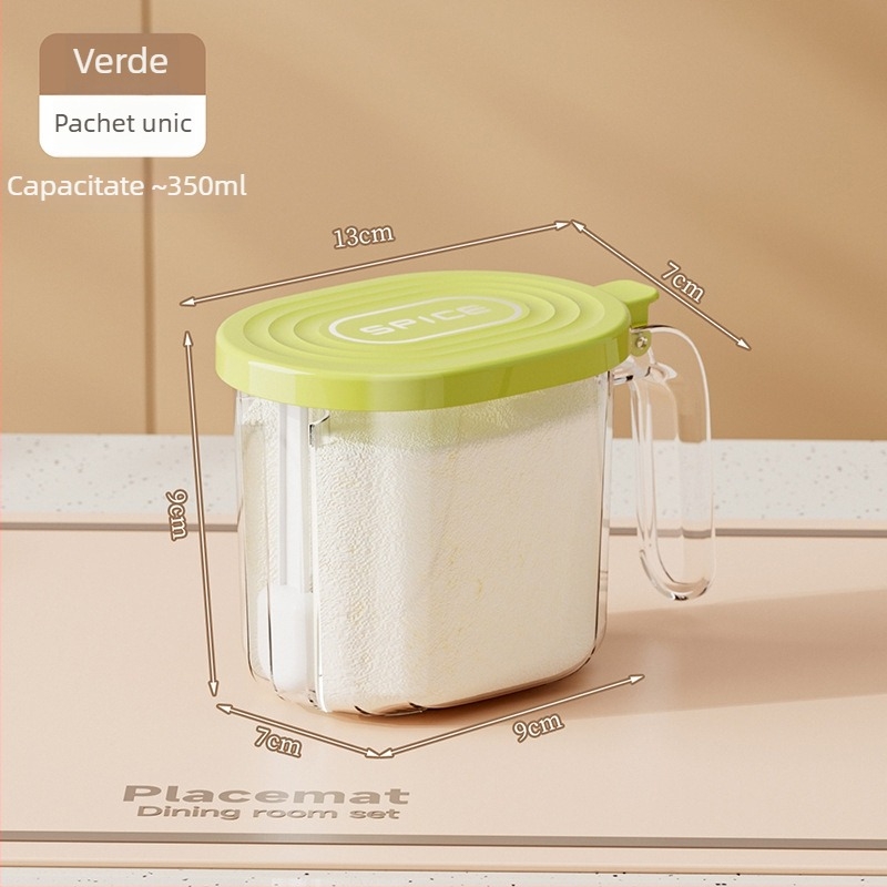 Cutie de condimente pentru uz casnic, sigilată și rezistentă la umiditate, recipient din plastic PET pentru condimente solide, capacitate 6 kg, stil modern minimalist