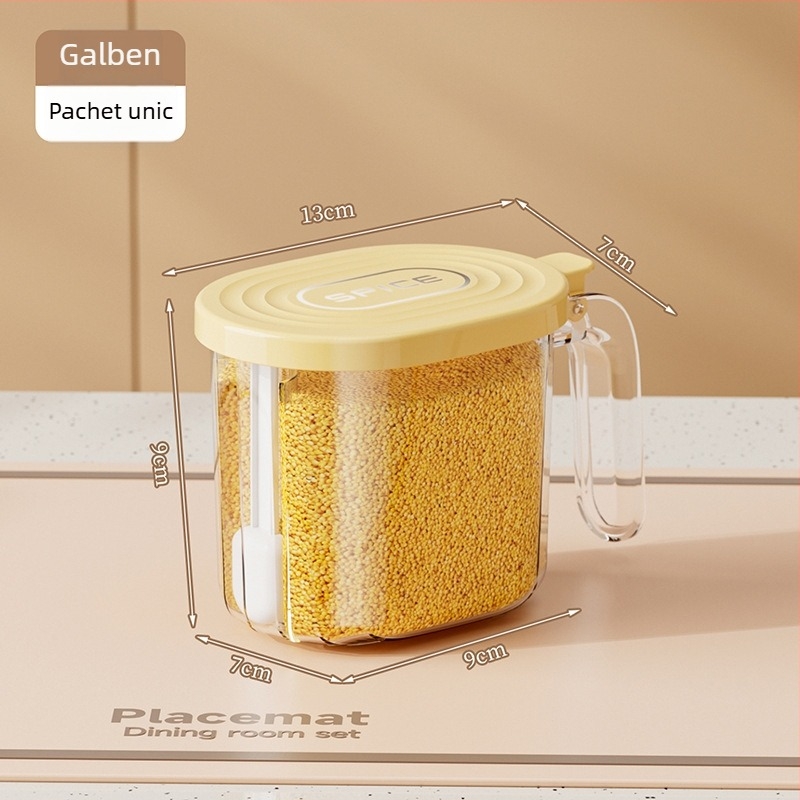 Cutie de condimente pentru uz casnic, sigilată și rezistentă la umiditate, recipient din plastic PET pentru condimente solide, capacitate 6 kg, stil modern minimalist