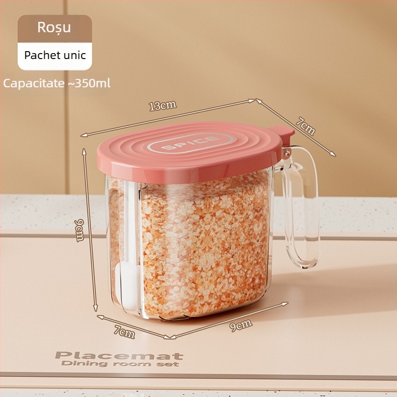 Cutie de condimente pentru uz casnic, sigilată și rezistentă la umiditate, recipient din plastic PET pentru condimente solide, capacitate 6 kg, stil modern minimalist
